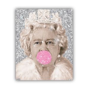 Queen Elizabeth II Bubble gum Poster Glittered Art 11x8.5
